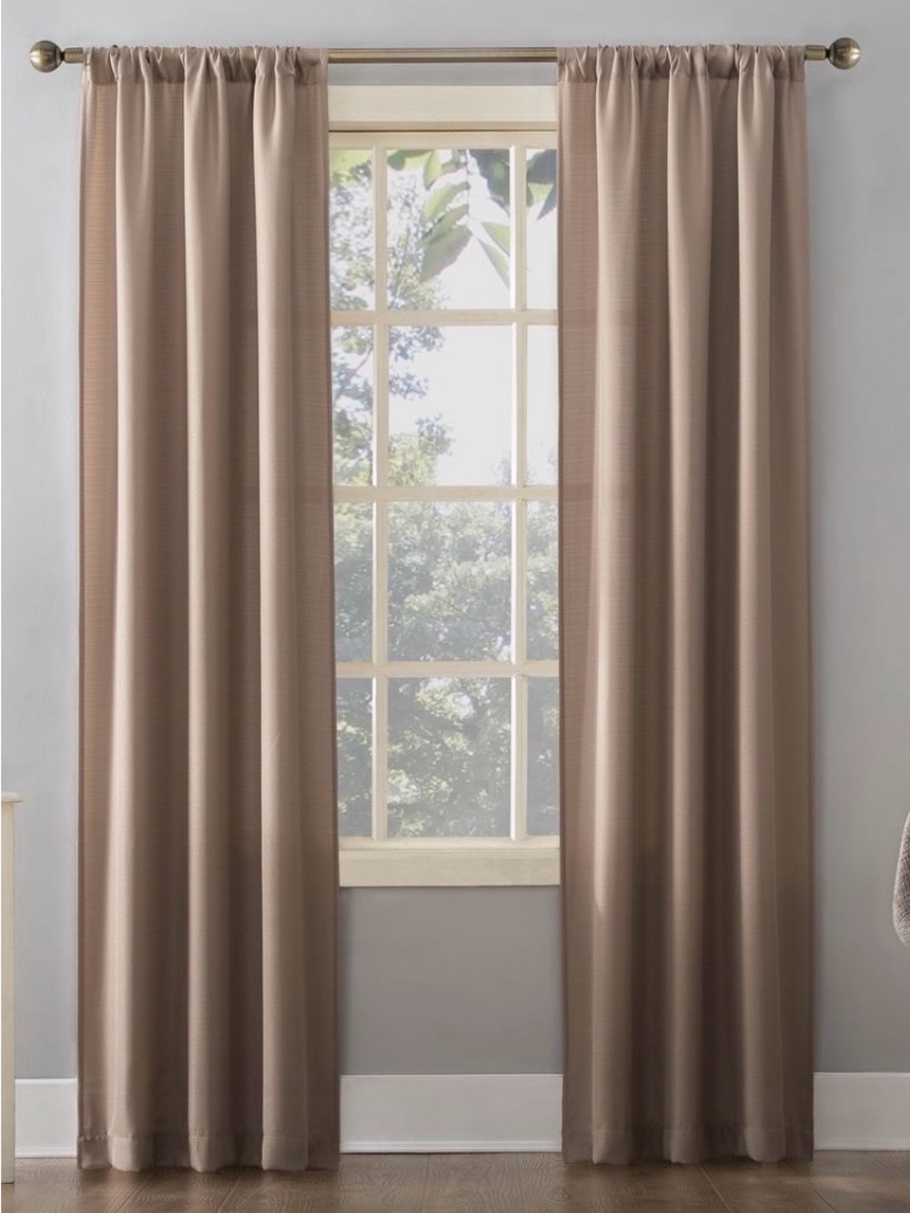Mainstays Taupe Textured Curtain Panel (1)